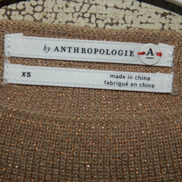 Anthropologie Claudette Ruffled Sweater Dress Tan Gold Metallic Size XS BB-25 - Picture 2 of 6